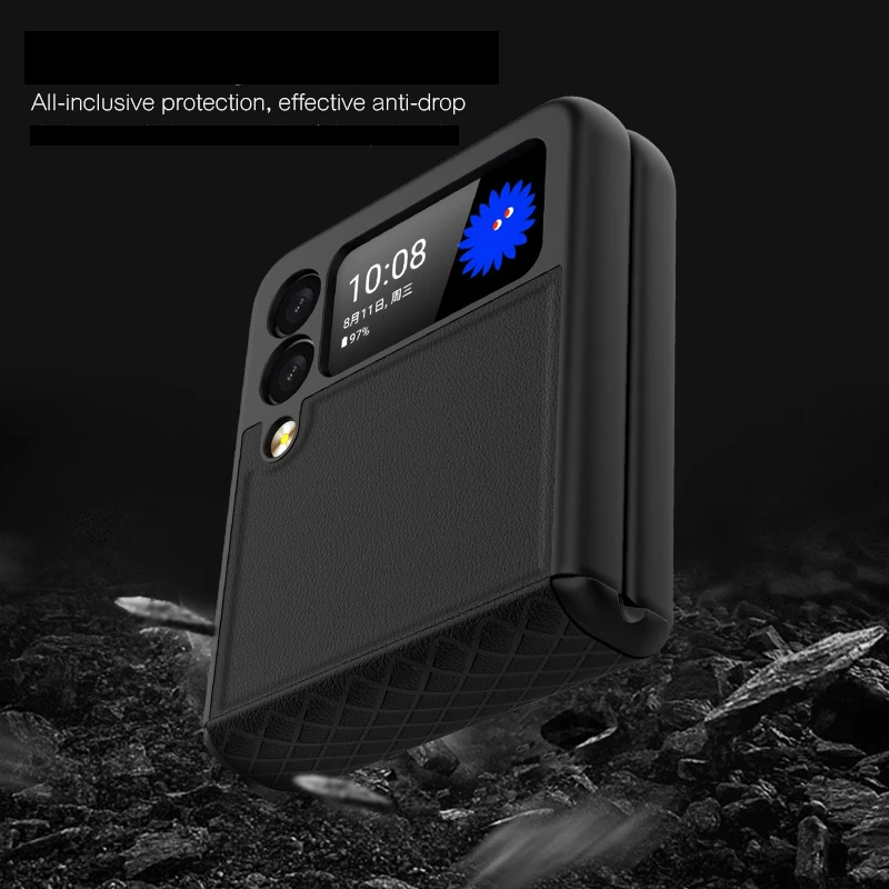 ZFlip3 Funda Case for Samsung Galaxy Z Flip 3 5G Hinge PU Full Shock proof Protetcion Mobile Phone Case Cover Z Flip3