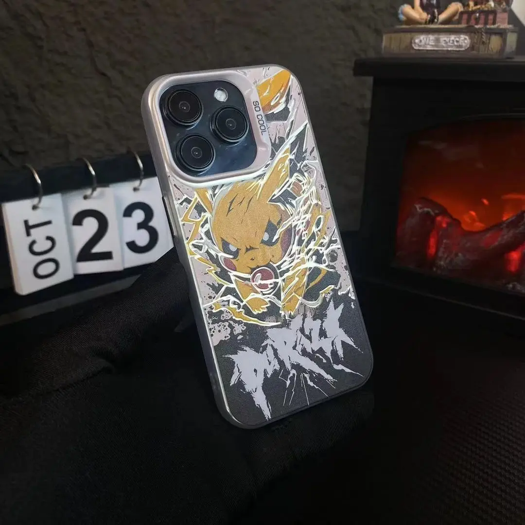 Cartoon Dark Lightning Case for P-PikachuS Samsung A73 A72 A55 A54 A53 A35 A34 A33 A32 A30 A24 A23 A22 A14 A05 4G 5G Matte Cover