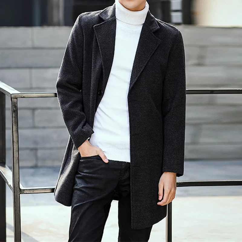 

New Hot Men Wool Blends Suit Design Wool Coat Design Slim Fit Office Suit Jackets Coat Men Casual Trench Coat Drop Shipping