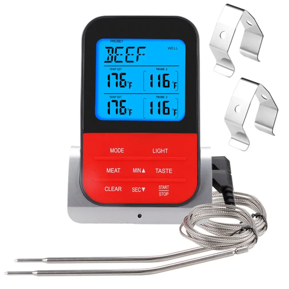 

Wireless Remote Meat Thermometer Dual Probe Digital Backlight Cooking Oven BBQ Kitchen Food Thermometer Grilling Barbecue