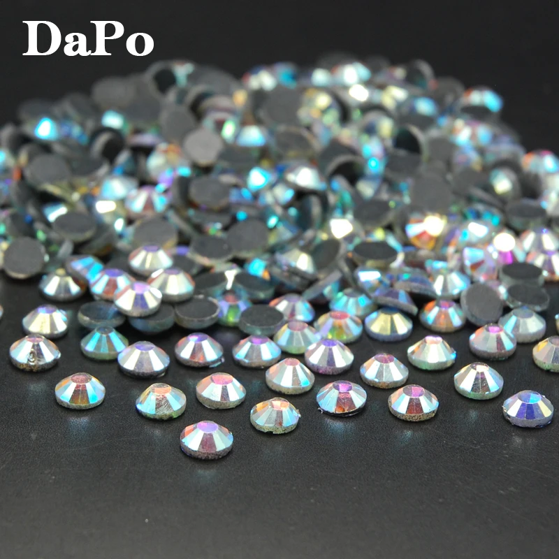 Высококачественные Стразы SS6 SS8 SS10 SS12 SS16 SS20 SS30 Crystal AB DMC с горячей фиксацией плоской