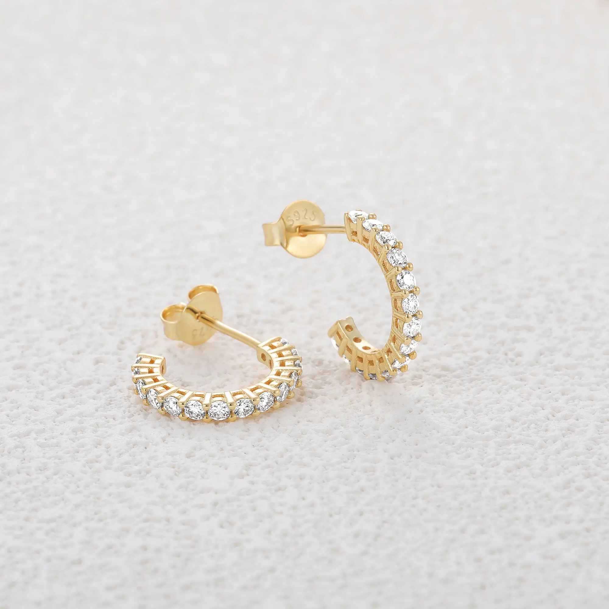 CANNER простые серьги-гвоздики из стерлингового серебра S925 C-образной формы с