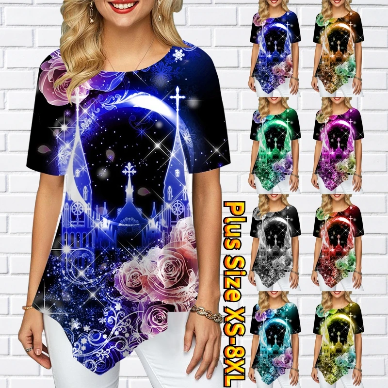 

2022 New Summer Temperament Women T-shirt Round Collar Short-sleeved T-Shirt Women Loose Printed Tops Female Comfort Tee Shirt