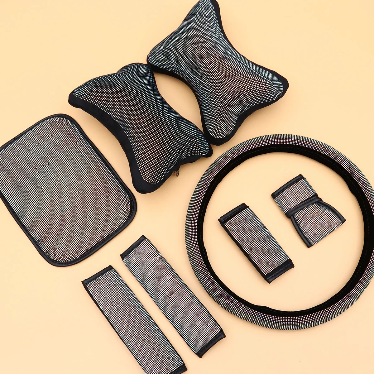 

1 Set of Vehicle Interior Decoration Armrest Cushion Case Steering Wheel Cover Parking Brake Cover for Vehicle Car
