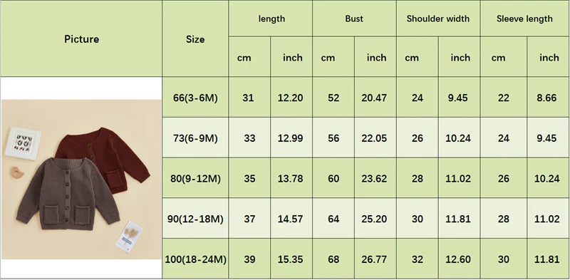 3-24Months Newborn Sweater for Autumn Winter Solid Knitwear Tops Outwear Long Sleeve Crew Neck Button Down Cardigan Boys Girls images - 6