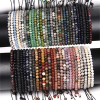 wholesale 4mm beads braided bracelets for women men healing reiki mini natural stone tiny bracelet adjustable wristbands jewelry