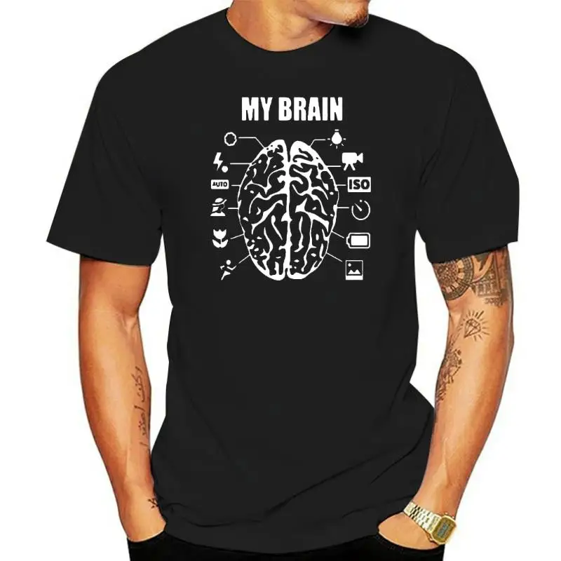 

Novelty Vintage Photographer Brain T-Shirt Mens Short Sleeves Oversized Streetwear Hip Hop Printed T Shirts Top Tees