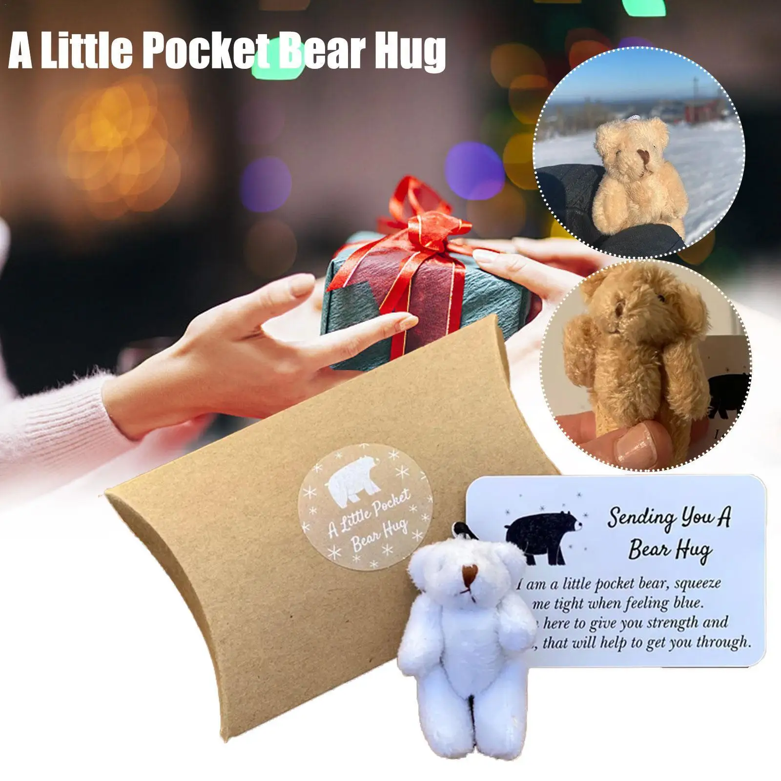 

Маленький карманный медведь для обнимания, маленькие медведи, плюшевые мягкие игрушки, милый подарок с маленькой карточкой для сообщений, д...