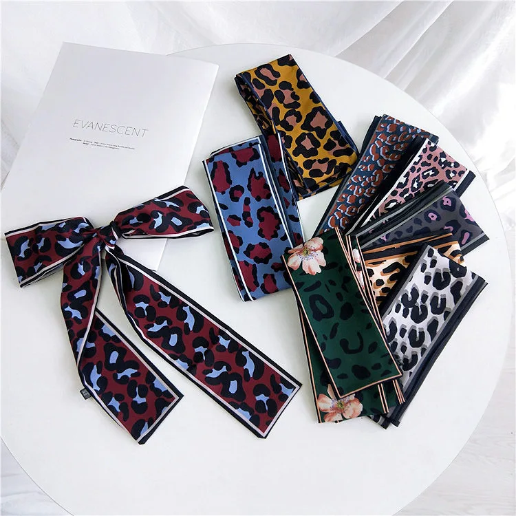 

Leopard Print Hairband Bag Scarfs Ladies Fashion Headband Neck Scarf Women Long Wrist Ribbon Skinny Hair Scarves Female 7*116cm
