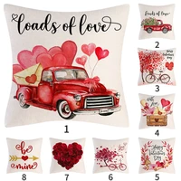 creative valentine heart pattern print linen home decor pillowcase car couches sofa cushion cover home textils pillow case