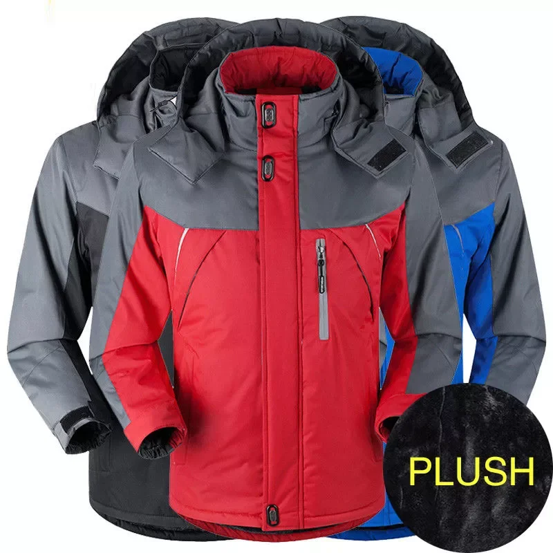 Warm Cotton Coat Large Waterproof Coat Windbreaker Winter Cotton Coat Plush Windproof Outdoor Men's