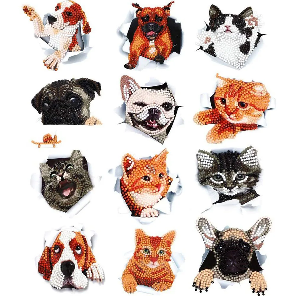 

Diamond Painting Animals Stickers DIY 5D Rhinestones Diamond Mosaic Full Drill For Kids Diamond Painting Embroidery Sticker Kits