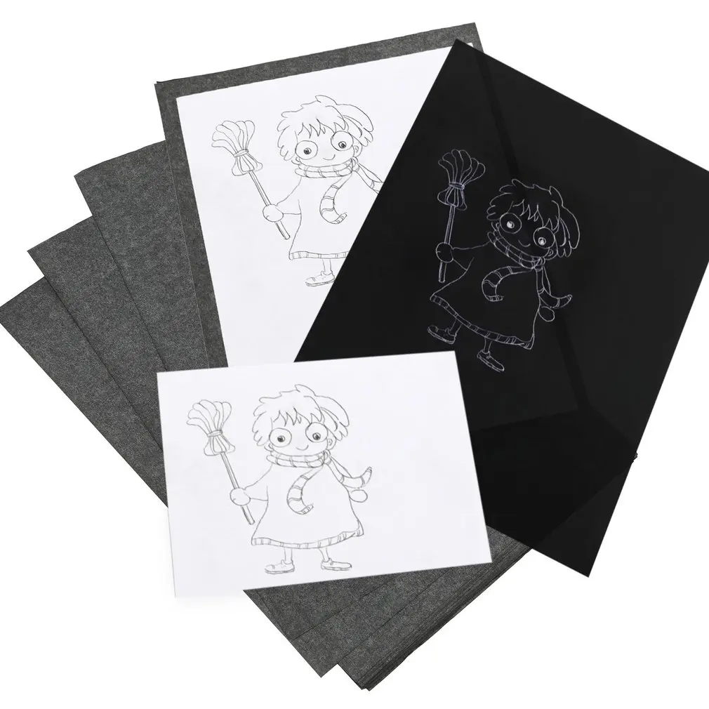 50pcs A4 Carbon Paper Black Legible Graphite Transfer Tracing Painting Reusable Art Surfaces Copy Paper