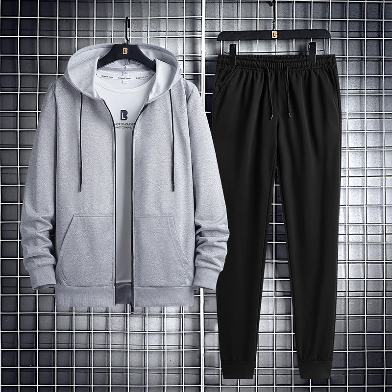 

Spring Autumn Men's Sets Sportswear 2 pieces Pants Sweatsuit Thin Cardigan Fashion Hoodies Clothes Trousers Thicken Men Clothing