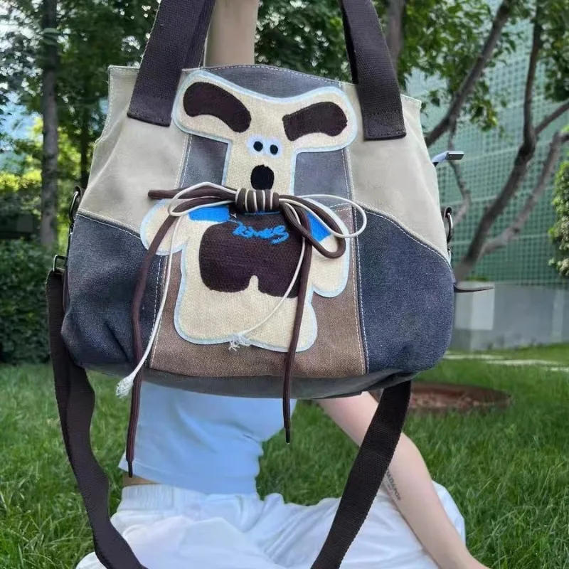 

Аниме кавайная сумка через плечо Wallace и Gromit, милая мультяшная винтажная вместительная Холщовая Сумка-тоут, женские дорожные сумки Hottie