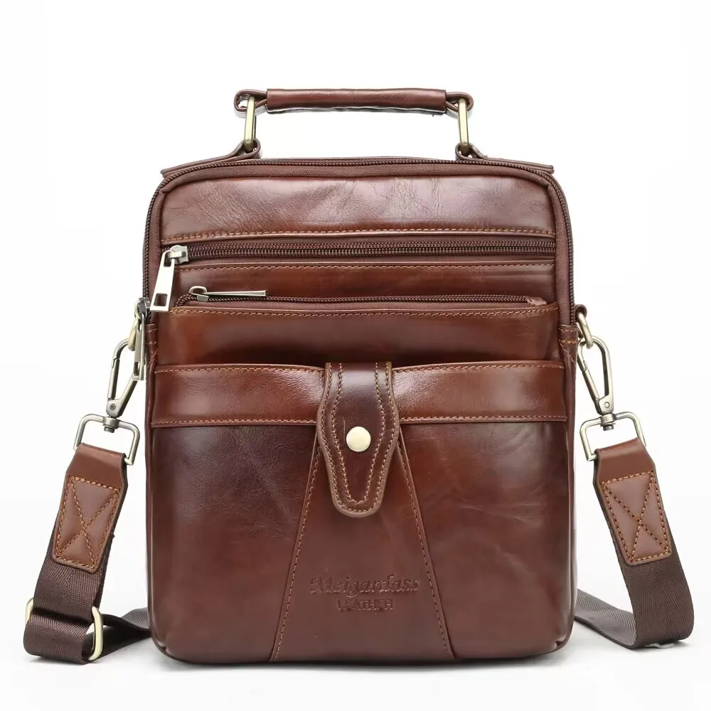 Casual Briefcase for Men Genuine Leather Handbags Male Real Leather Shoulder Bag for Tablet Men's Side Crossbody Bag