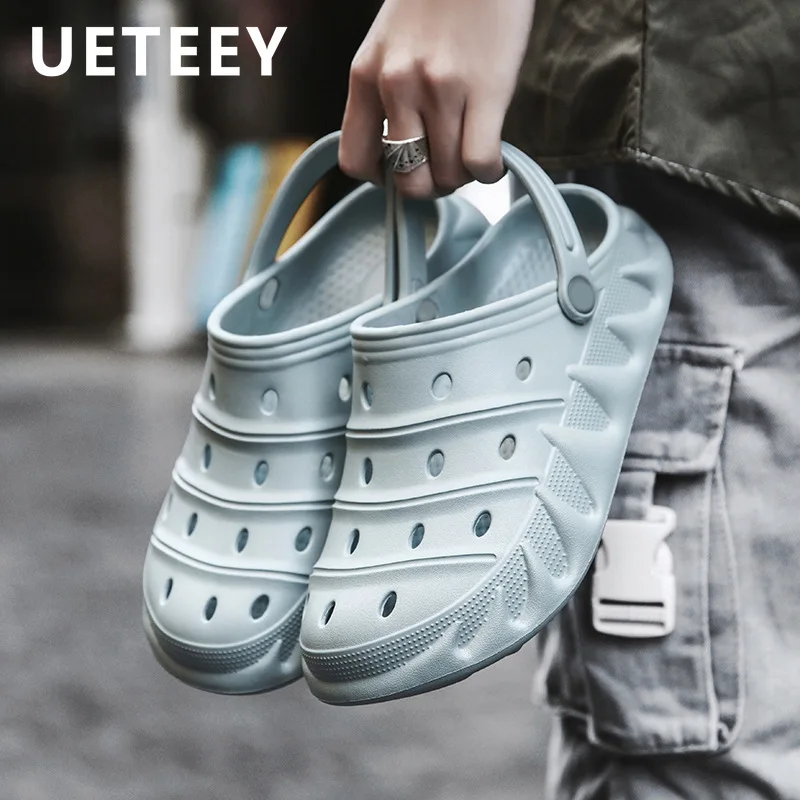 

Мужские сандалии с дышащей подошвой, Нескользящие мягкие сандалии на толстой подошве для пляжа, повседневные шлепанцы для взрослых, Новинк...