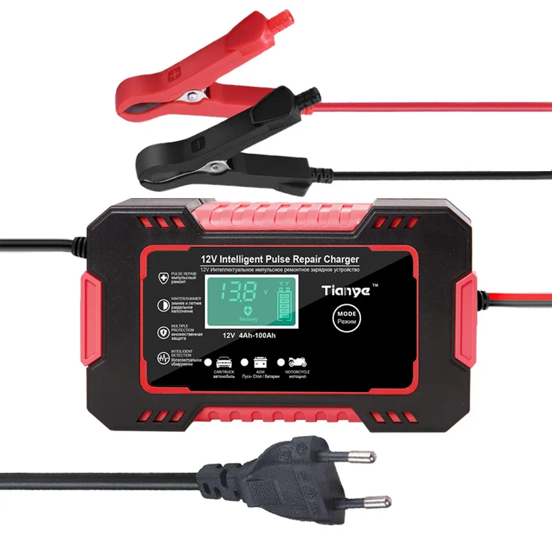 

12V Full Automatic Car Battery Charger 12V 6A Display Smart Battery Charger Power Puls Repair Chargers Wet Dry Lead Acid Battery