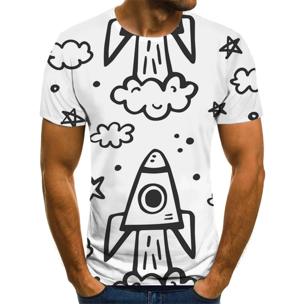 

Футболка мужская с принтом звездного неба и ночного рисунка, одежда для улицы, летняя рубашка