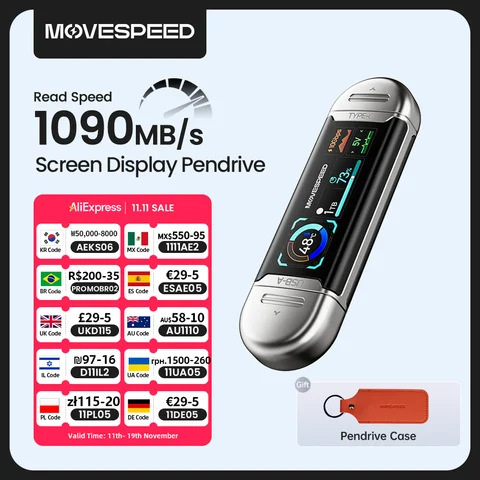 Флешка MOVESPEED SU10 1090 МБ/с, твердотельный накопитель, 2 ТБ, 1 ТБ, 512 ГБ, 256 ГБ, 128 ГБ, ЖК-дисплей USB3.2 Gen2 Type C для iPhone 15/16/17 ПК
