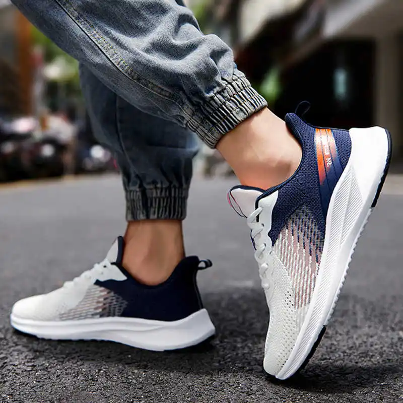 

Кроссовки мужские спортивные, Уличная обувь для бега, черные, размер 46, белые