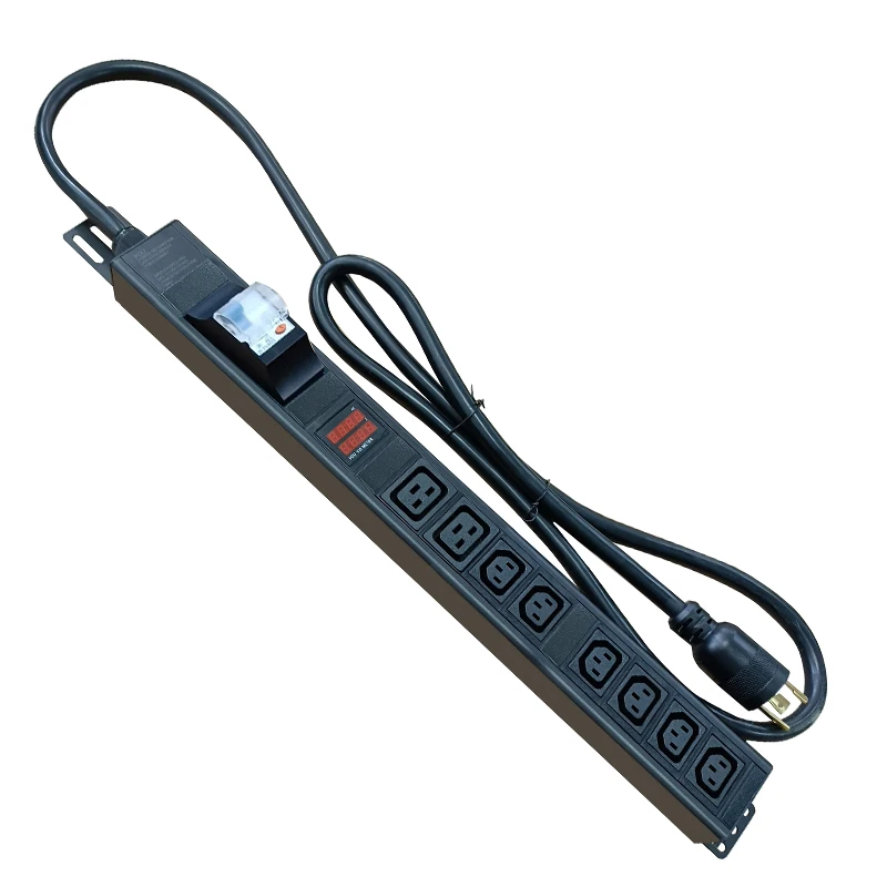 

240V L6-30P 6-bit C13+2-bit C19 jack with leaky single protection circuit breaker USA High power 7500W rack PDU socket