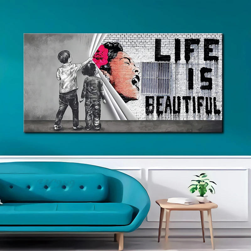 

Картина на холсте с изображением красивых граффити «LIFE IS BEAUTIFUL Street»
