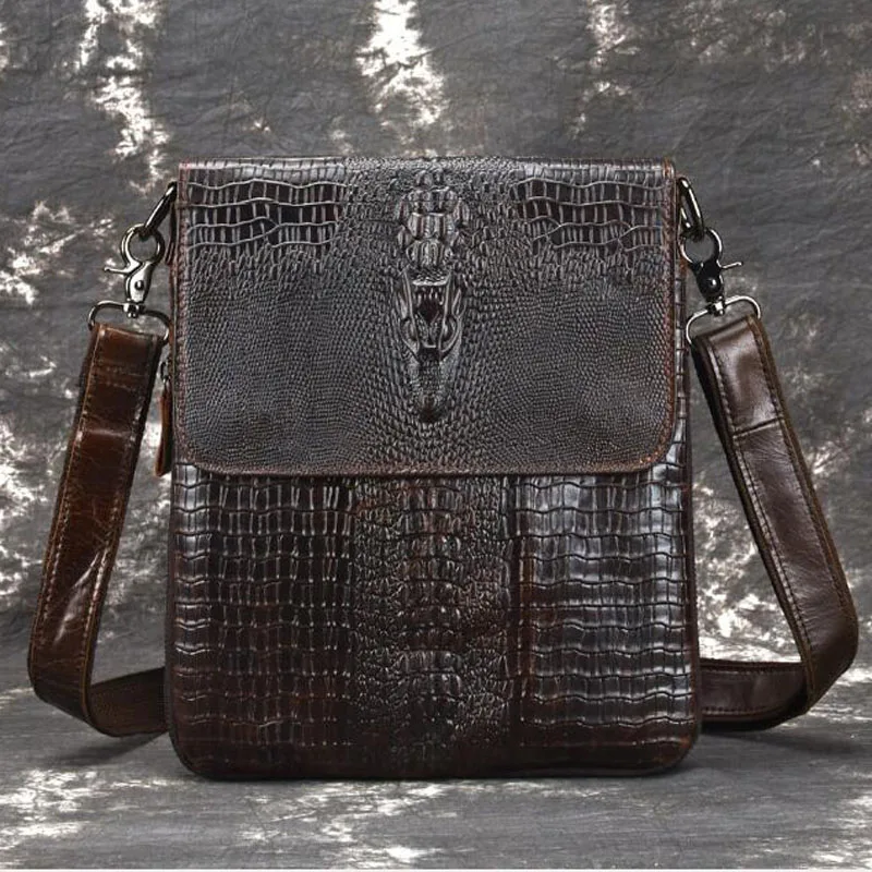 Сумка на плечо мужская из натуральной кожи саквояж кросс-боди воловьей с