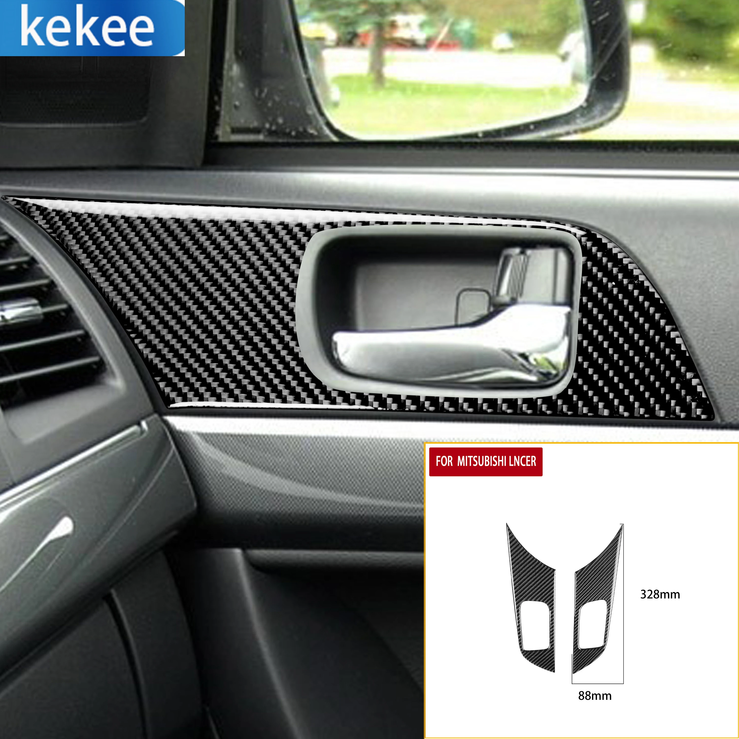

For Mitsubishi Lancer EVO X MR 2008-2015 Door Handle Panel Hand Pull Surround Carbon Fiber Sticker Cover Trim Car Accessories