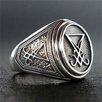 new retro fashion signet ring sealed satan biker ring gothic hidden ring mens trend jewelry gift wholesale