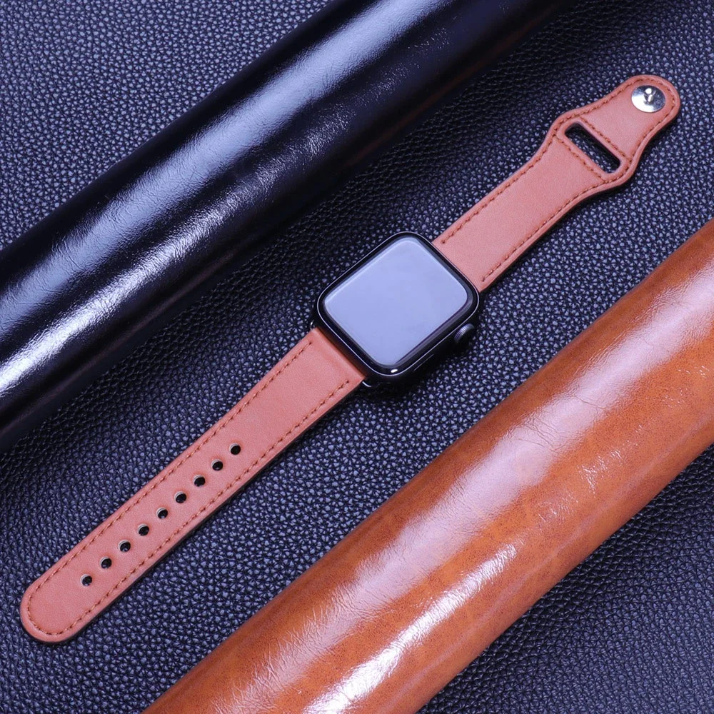 Leather Strap For Apple Watch Band 44mm 40mm 49mm 45mm 41mm 42mm 38mm PU Bracelet Accessories iWatch Series Ultra 7 SE 8 3 5 4 6