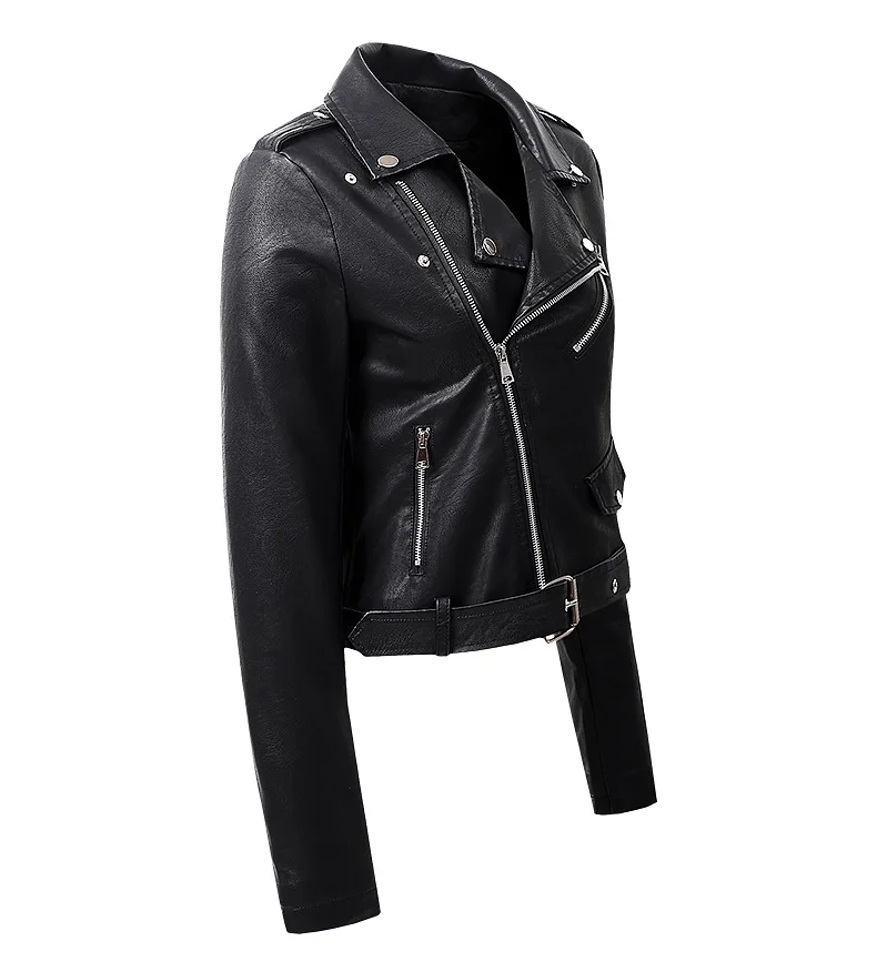 2022 Women's Leather Jacket Women's Short Spring  Autumn Korean Fashion Motorcycle Leather Jacket Skinny Clothes