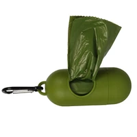 pet poop bag dispenser capsule pill dog poop bag storage box with 1 roll bags and carabiner clip pet waste bag holder