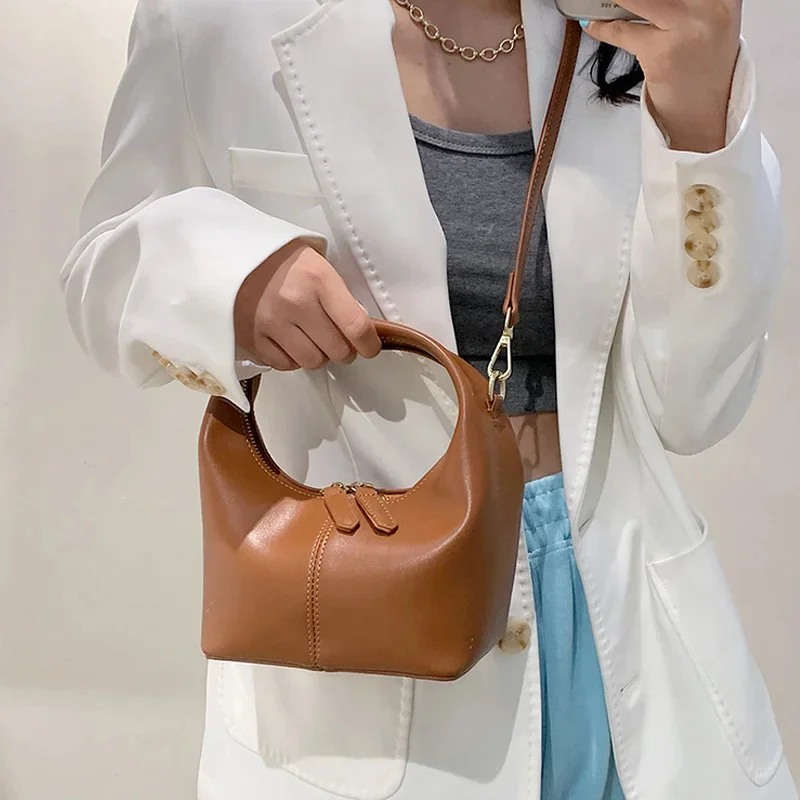 

Elegant Female Tote Bucket Bags 2023 New High-quality PU Leather Women's Designer Handbag Luxury Branded Shoulder Messenger Bags