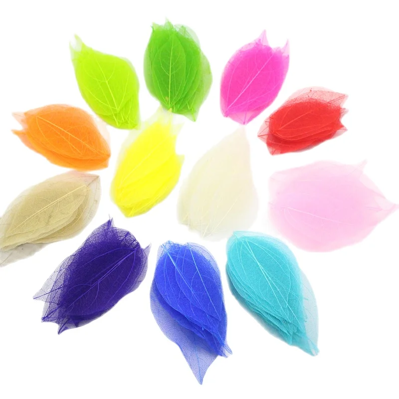 

20 Pcs of Multi-color Artificial Leaves Dry Leaf Cutting and Pasting, Girl DIY Handicraft Materials Colorful Mesh Leaf Specimens