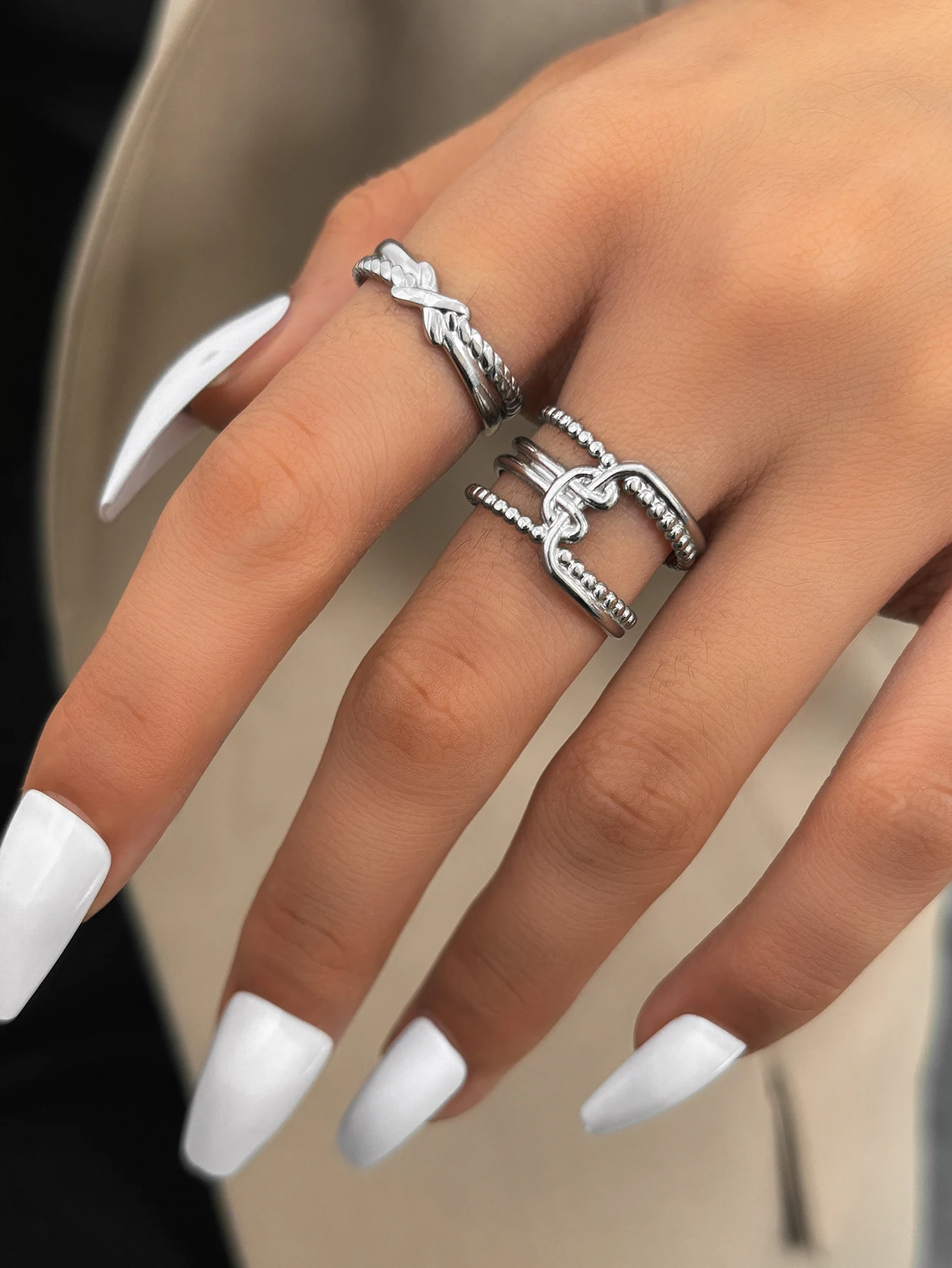 Cacana нержавеющая сталь 316l персонализированный минималистичный набор колец с