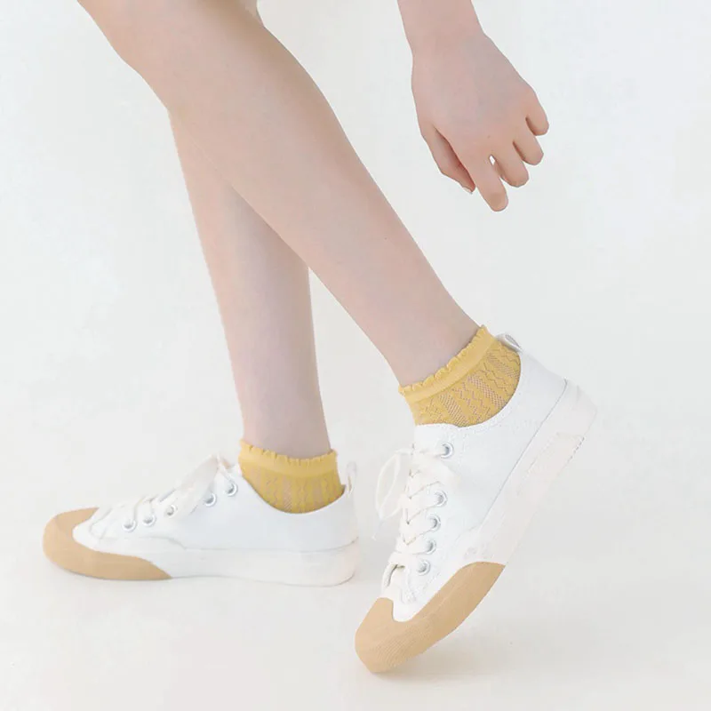 3 Pairs Women Short Socks Breathable Mesh Ultra-thin Solid Color Ladies Sock High Quality Cute Japanese Ankle Female Sox носки
