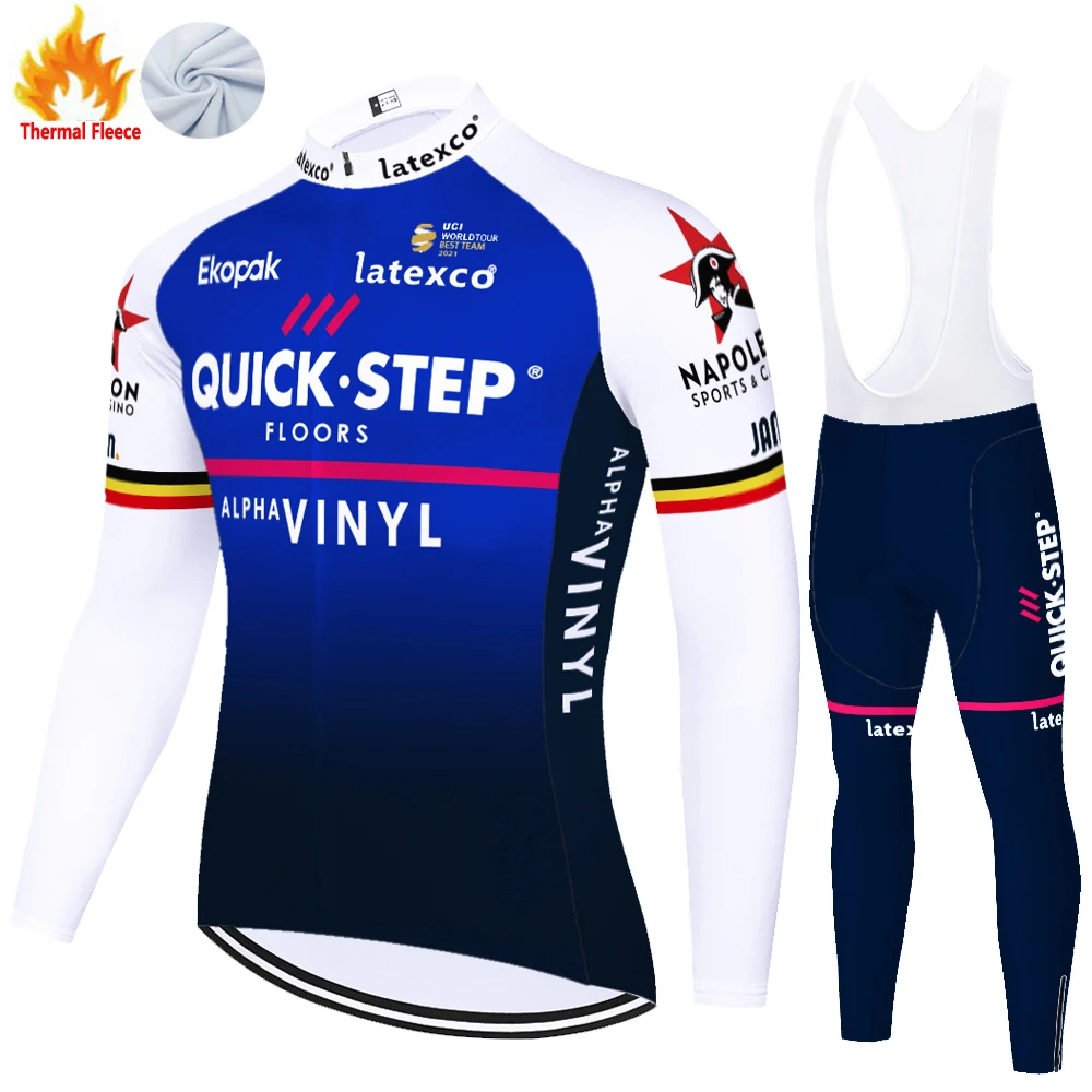 Team QUICK STEP 2022 Велоспорт Джерси зимние термальные флисовые велосипедные длинные