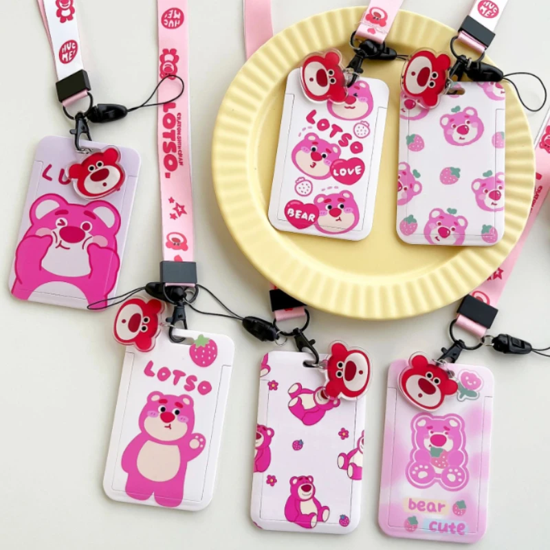 

Disney Credential Holder Cute Lotso Hanging Neck Long Rope Card Holders Toy Story Campus Id Card Holder Stitch Bank Card Holder