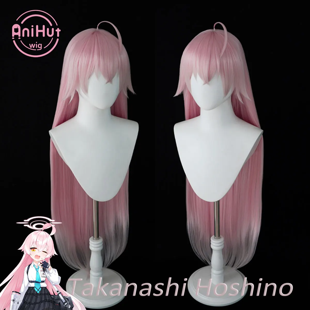 

【AniHut】Takanashi Hoshino 90cm Pink Cosplay Wig Blue Archive Straight Heat Resistant Synthetic Hair Takanashi Hoshino
