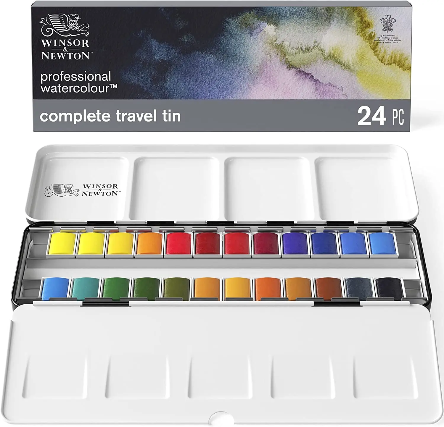 

Winsor & Newton Professional Cotman Watercolor Paint In Metal Box 12/24 Half Pans High Grade Artist Quality and Reliability