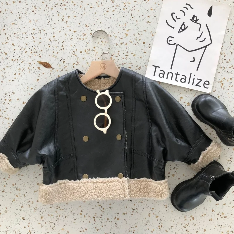 

Girls Coat Jacket Cotton Windbreak Snowsuit 2023 Furs PU Winter Autumn Plus Size Outwear Children's Clothing