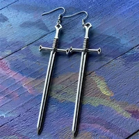 1 pair of vintage gothic witchcraft cross swords cool girl earrings women gifts