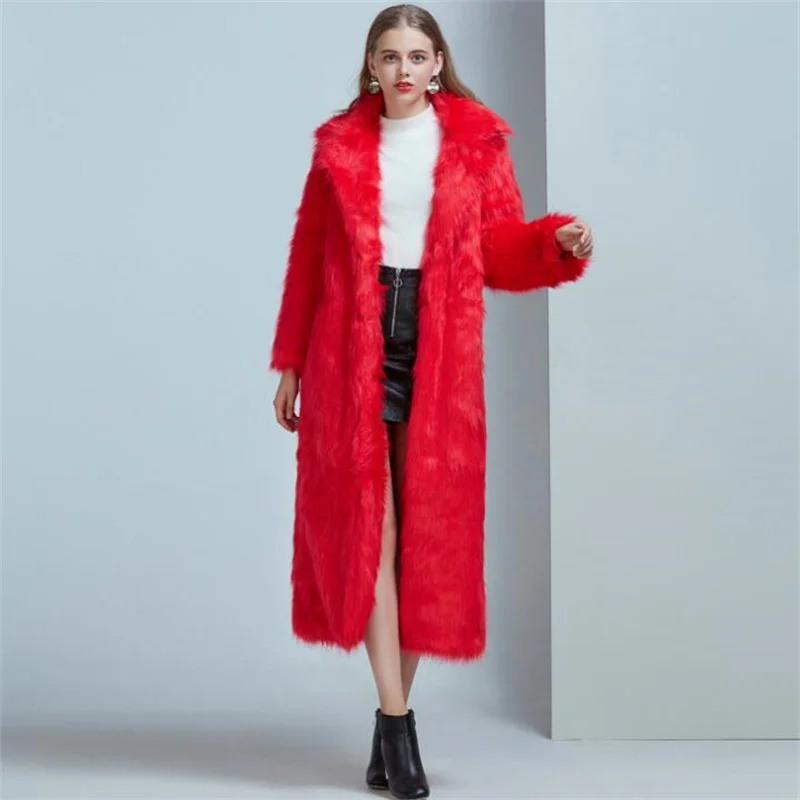 Blue red autumn faux mink leather jacket womens fur leather coat long suit collar women slim jackets jaqueta de couro fashion enlarge