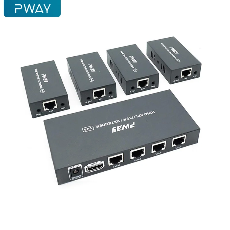 Фото PWAY 1080P HDMI-совместимый удлинитель 60 м через Ethernet IP RJ45 Cat5e Cat6 кабеля передатчик