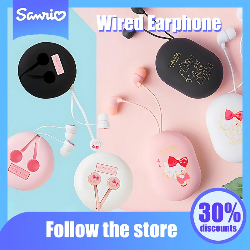

Kawaii Sanrio Anime 3.5Mm Plug Wired Earphone Cute Hello Kitty Cartoon Portable Headphone Originality Children Gifts