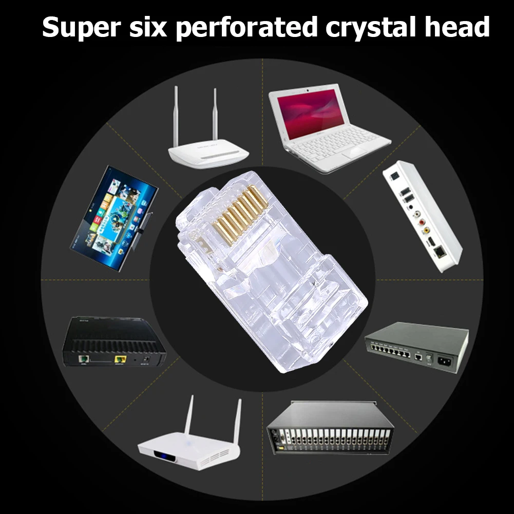 100x гигабитные обжимные разъемы Ethernet 8P8C UTP RJ45 Cat6 разъем неэкранированные