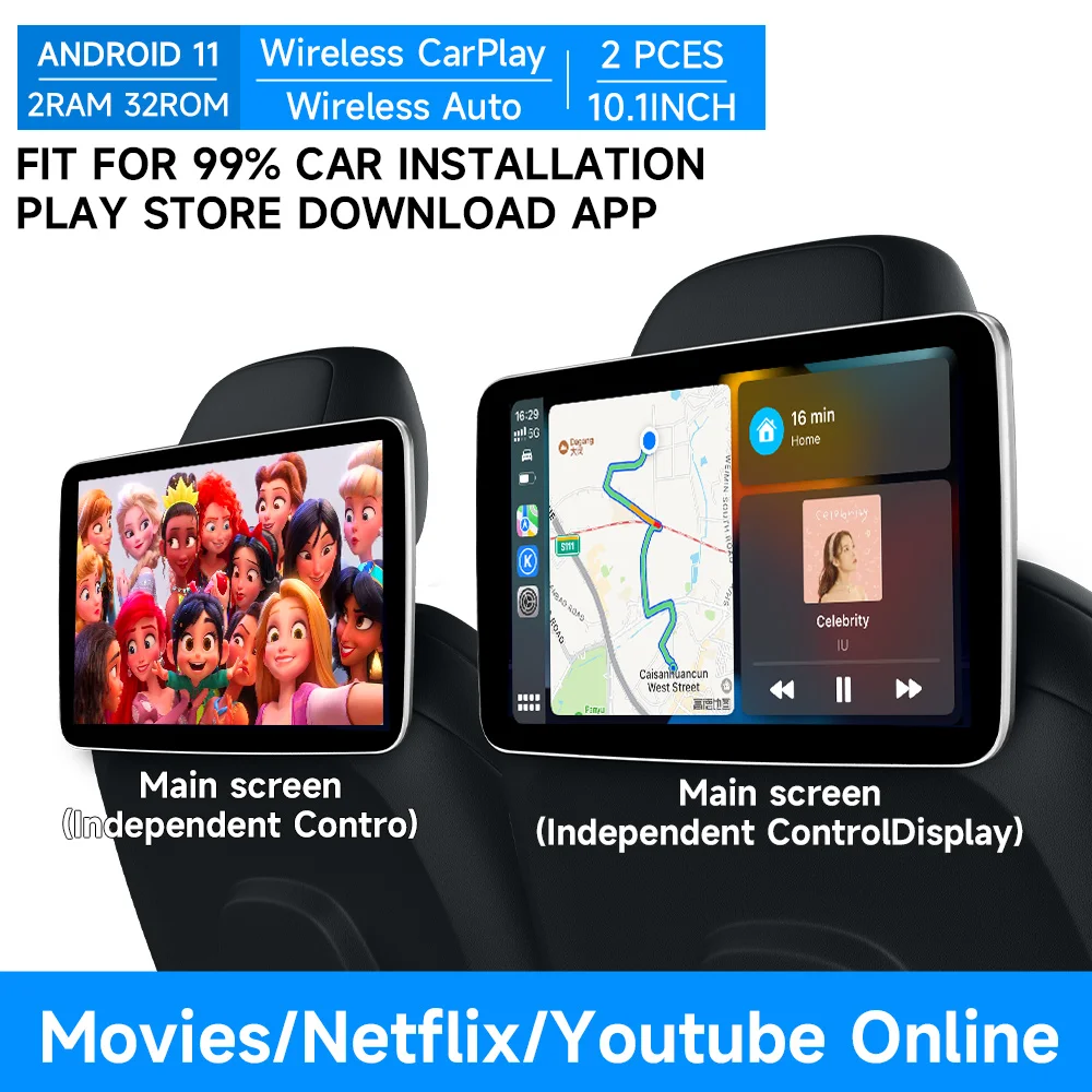 

JIUYIN подголовник монитор дисплей IPS Android планшет сенсорный экран для автомобильного заднего сиденья плеер онлайн видео Play Store