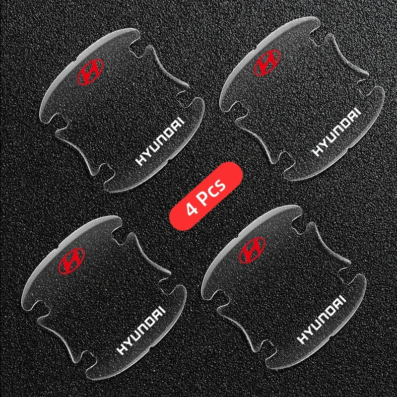 

4 шт., прозрачная наклейка на дверную ручку автомобиля для Hyundai Tucson Accent Elantra Santa fe Sonata I30 I40 ix25 ix35 Solaris