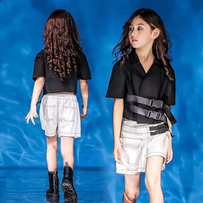 Костюм спортивный детский для девочек Повседневная рубашка и шорты в стиле